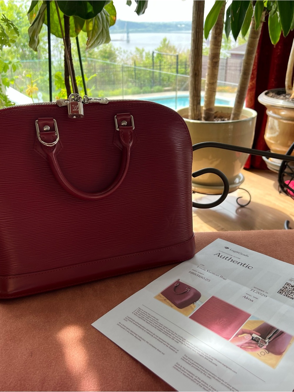 💎Louis Vuitton Alma PM Burgundy Top-Handle Satchel